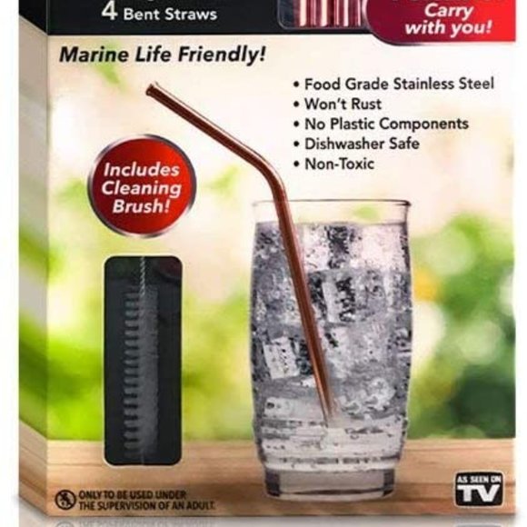 Red Copper 8 Reusable Drinking Straws 8 Pc Set New - Picture 3 of 6